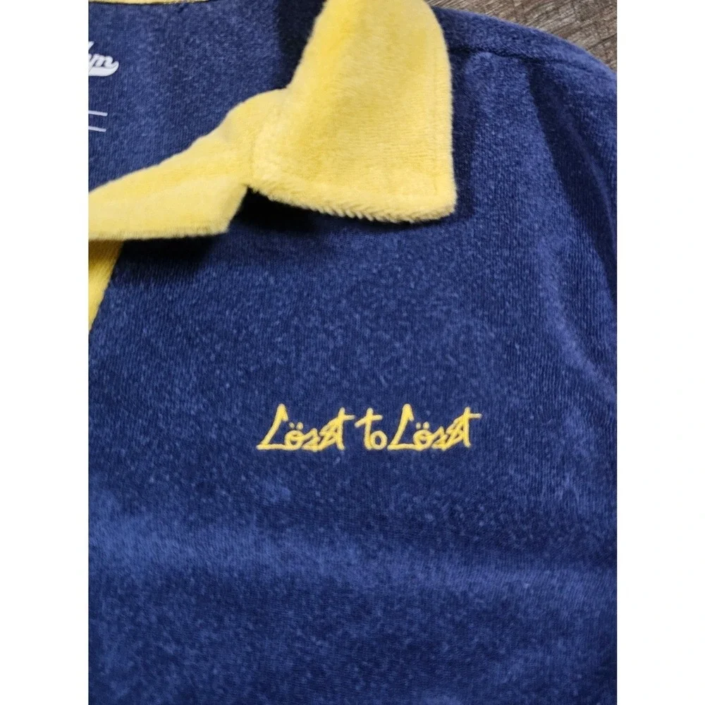 Brooklyn Cloth Lost to Lost Terry Cloth Polo Shirt Colorblock Blue Yellow Mens M